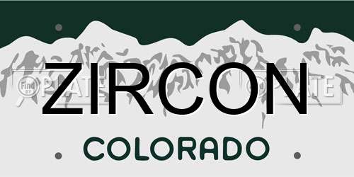 ZIRCON Colorado License Plate