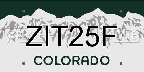 ZIT25F Colorado License Plate