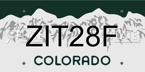 ZIT28F Colorado License Plate