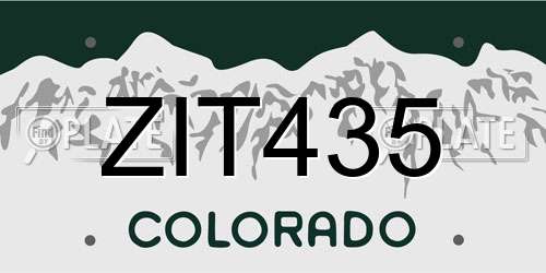 ZIT435 Colorado License Plate