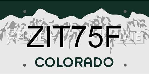 ZIT75F Colorado License Plate
