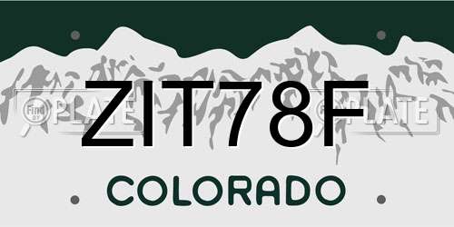 ZIT78F Colorado License Plate