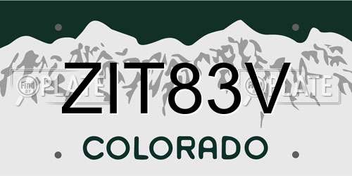 ZIT83V Colorado License Plate