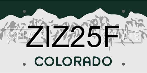ZIZ25F Colorado License Plate