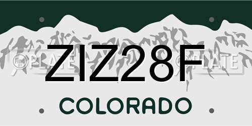 ZIZ28F Colorado License Plate