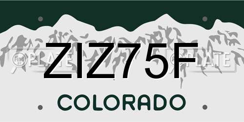 ZIZ75F Colorado License Plate