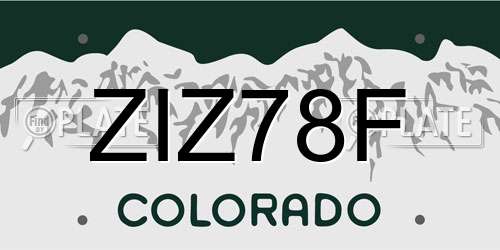 ZIZ78F Colorado License Plate