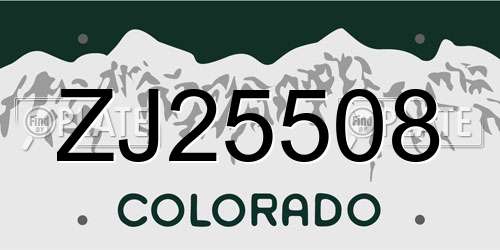 ZJ25508 Colorado License Plate