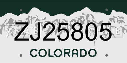 ZJ25805 Colorado License Plate