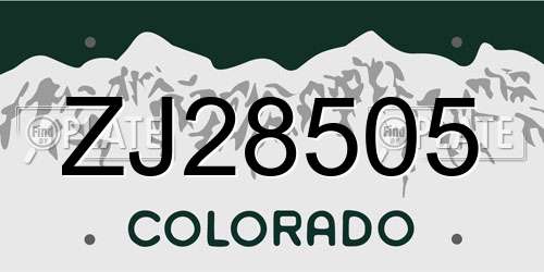 ZJ28505 Colorado License Plate