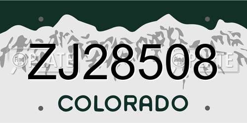 ZJ28508 Colorado License Plate