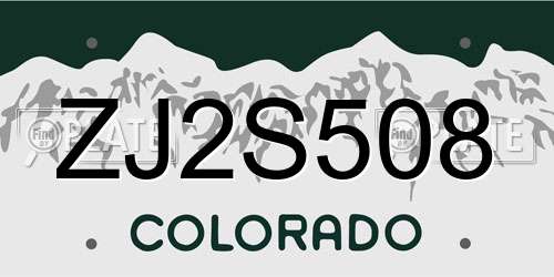 ZJ2S508 Colorado License Plate