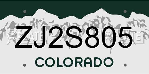 ZJ2S805 Colorado License Plate