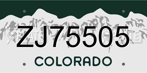 ZJ75505 Colorado License Plate