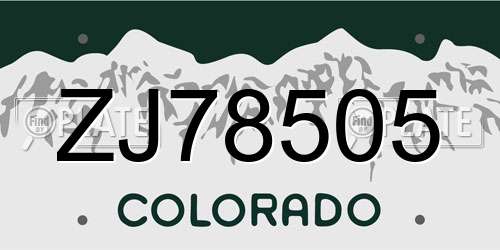 ZJ78505 Colorado License Plate