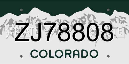 ZJ78808 Colorado License Plate
