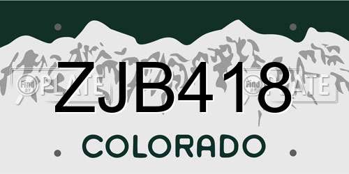 ZJB418 Colorado License Plate