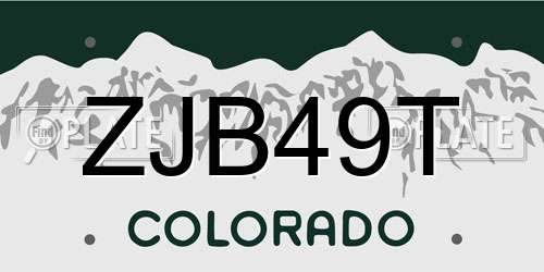 ZJB49T Colorado License Plate