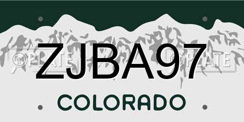 ZJBA97 Colorado License Plate