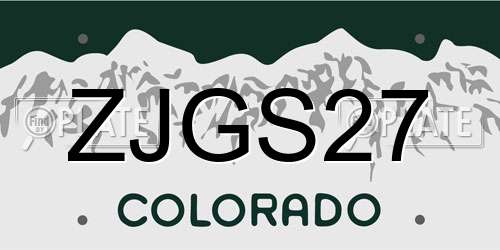 ZJGS27 Colorado License Plate