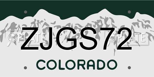 ZJGS72 Colorado License Plate