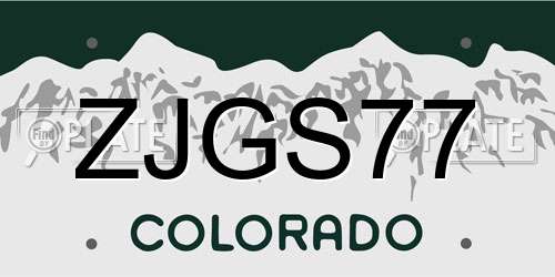 ZJGS77 Colorado License Plate