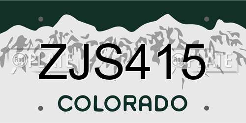 ZJS415 Colorado License Plate