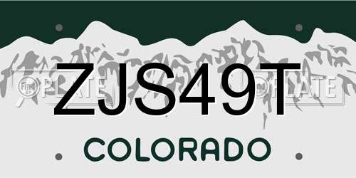 ZJS49T Colorado License Plate