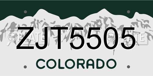 ZJT5505 Colorado License Plate