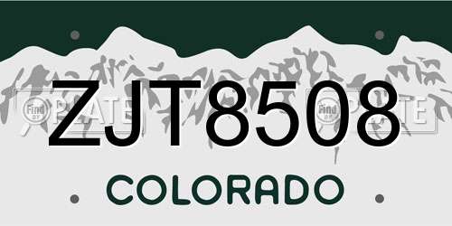 ZJT8508 Colorado License Plate
