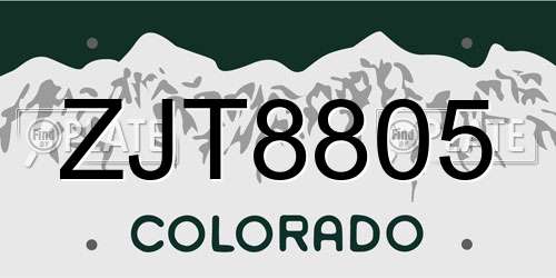 ZJT8805 Colorado License Plate