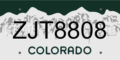 ZJT8808 Colorado License Plate