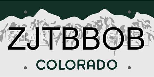 ZJTBBOB Colorado License Plate