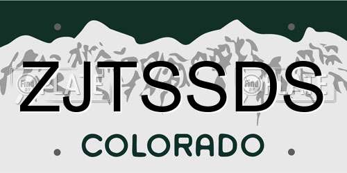 ZJTSSDS Colorado License Plate
