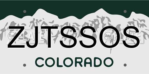 ZJTSSOS Colorado License Plate