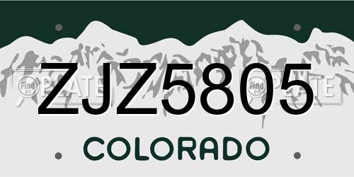 ZJZ5805 Colorado License Plate