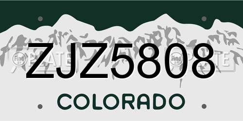 ZJZ5808 Colorado License Plate