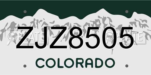 ZJZ8505 Colorado License Plate