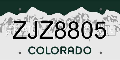 ZJZ8805 Colorado License Plate