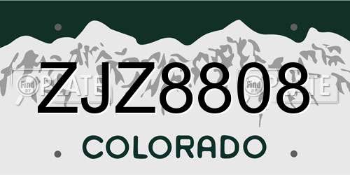 ZJZ8808 Colorado License Plate