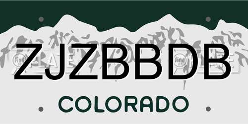 ZJZBBDB Colorado License Plate