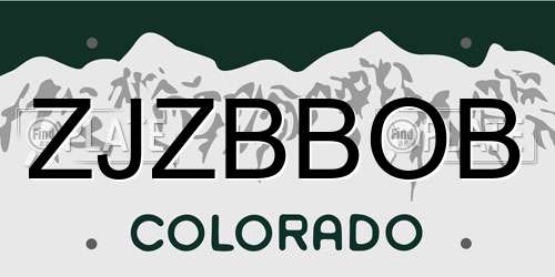 ZJZBBOB Colorado License Plate