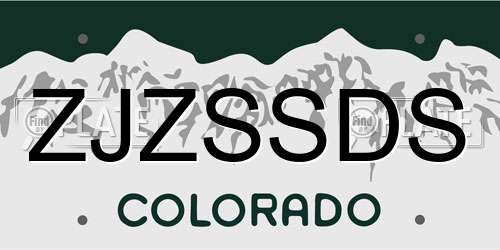 ZJZSSDS Colorado License Plate