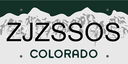 ZJZSSOS Colorado License Plate