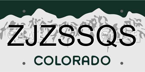 ZJZSSQS Colorado License Plate