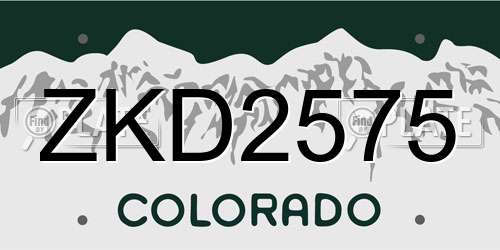 ZKD2575 Colorado License Plate