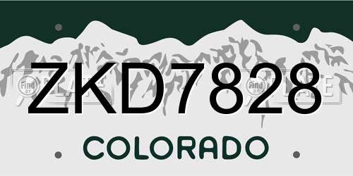 ZKD7828 Colorado License Plate
