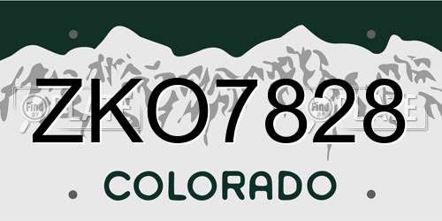 ZKO7828 Colorado License Plate