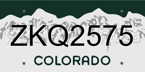 ZKQ2575 Colorado License Plate
