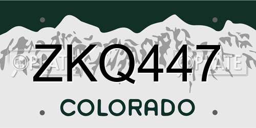 ZKQ447 Colorado License Plate